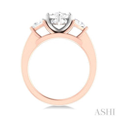 1/2 ctw Marquise Shape Trillion and Round Cut Diamond Semi Mount Engagement Ring in 14K Rose and White Gold