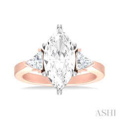 1/2 ctw Marquise Shape Trillion and Round Cut Diamond Semi Mount Engagement Ring in 14K Rose and White Gold