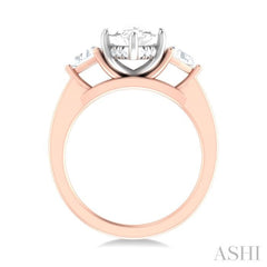 1/2 ctw Marquise Shape Trillion and Round Cut Diamond Semi Mount Engagement Ring in 14K Rose and White Gold