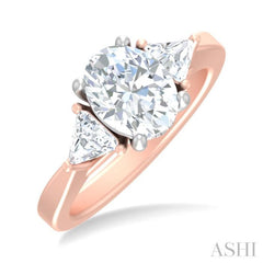 1/2 ctw Oval Shape Trillion Cut & Round Cut Diamond Semi Mount Engagement Ring in 14K Rose and White Gold