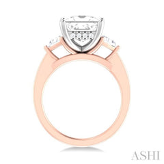 1/2 ctw Princess Shape Trillion Cut & Round Cut Diamond Semi Mount Engagement Ring in 14K Rose and White Gold