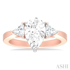 1/2 ctw Pear Shape Trillion Cut & Round Cut Diamond Semi Mount Engagement Ring in 14K Rose and White Gold