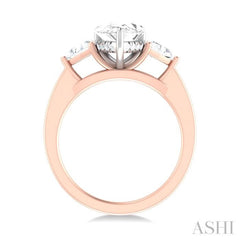 1/2 ctw Pear Shape Trillion Cut & Round Cut Diamond Semi Mount Engagement Ring in 14K Rose and White Gold