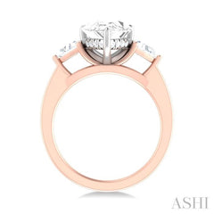 1/2 ctw Pear Shape Trillion Cut & Round Cut Diamond Semi Mount Engagement Ring in 14K Rose and White Gold