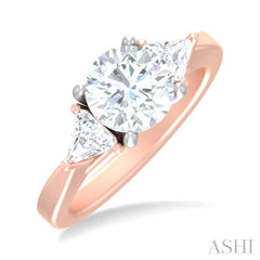1/2 ctw Circualar Shape Trillion and Round Cut Diamond Semi Mount Engagement Ring in 14K Rose and White Gold