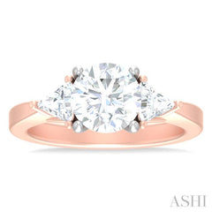 1/2 ctw Circualar Shape Trillion and Round Cut Diamond Semi Mount Engagement Ring in 14K Rose and White Gold