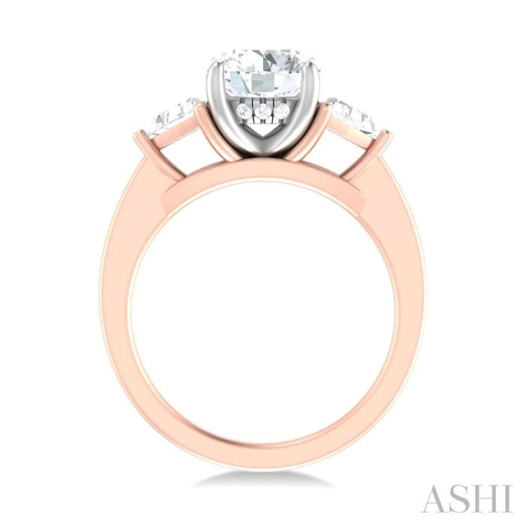 1/2 ctw Circualar Shape Trillion and Round Cut Diamond Semi Mount Engagement Ring in 14K Rose and White Gold