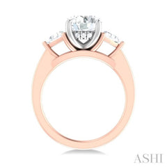 1/2 ctw Circualar Shape Trillion and Round Cut Diamond Semi Mount Engagement Ring in 14K Rose and White Gold
