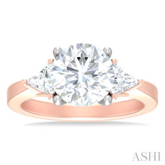 1/2 ctw Circualar Shape Trillion and Round Cut Diamond Semi Mount Engagement Ring in 14K Rose and White Gold