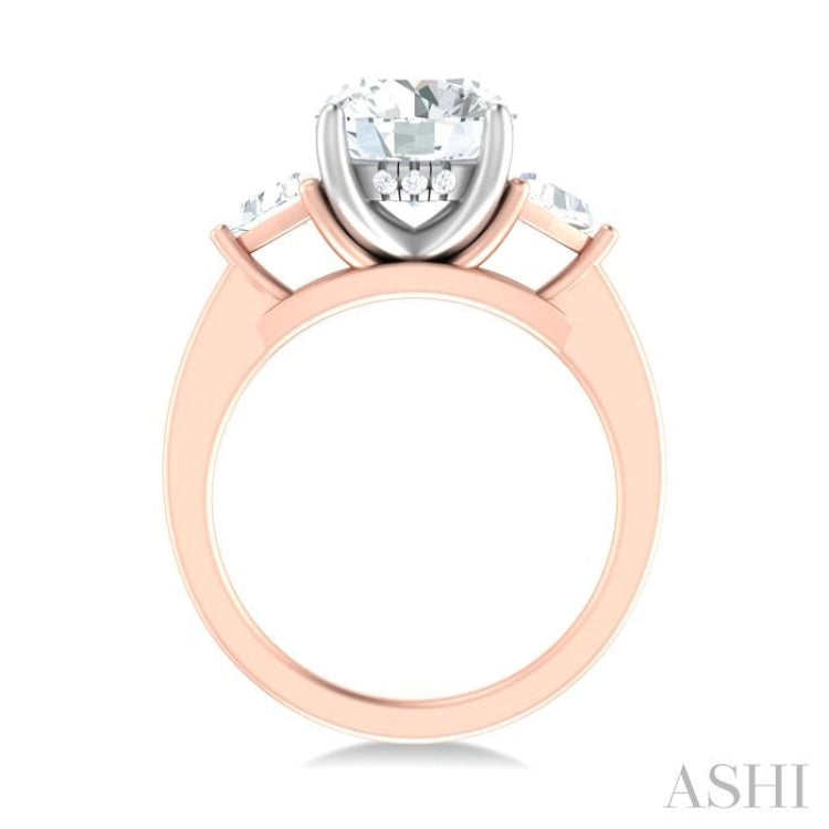1/2 ctw Circualar Shape Trillion and Round Cut Diamond Semi Mount Engagement Ring in 14K Rose and White Gold