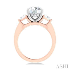 1/2 ctw Circualar Shape Trillion and Round Cut Diamond Semi Mount Engagement Ring in 14K Rose and White Gold