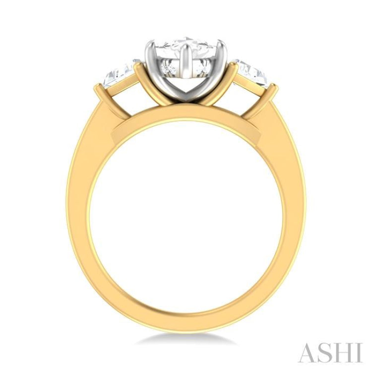 1/2 ctw Marquise Shape Trillion and Round Cut Diamond Semi Mount Engagement Ring in 14K Yellow and White Gold