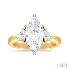 1/2 ctw Marquise Shape Trillion and Round Cut Diamond Semi Mount Engagement Ring in 14K Yellow and White Gold