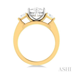 1/2 ctw Marquise Shape Trillion and Round Cut Diamond Semi Mount Engagement Ring in 14K Yellow and White Gold