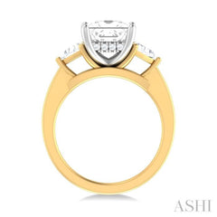 1/2 ctw Princess Shape Trillion Cut & Round Cut Diamond Semi Mount Engagement Ring in 14K Yellow and White Gold