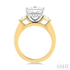 1/2 ctw Princess Shape Trillion Cut & Round Cut Diamond Semi Mount Engagement Ring in 14K Yellow and White Gold