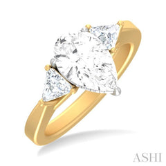 1/2 ctw Pear Shape Trillion Cut & Round Cut Diamond Semi Mount Engagement Ring in 14K Yellow and White Gold