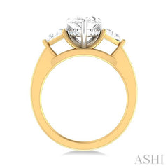 1/2 ctw Pear Shape Trillion Cut & Round Cut Diamond Semi Mount Engagement Ring in 14K Yellow and White Gold