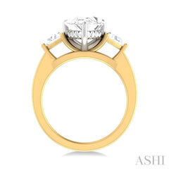 1/2 ctw Pear Shape Trillion Cut & Round Cut Diamond Semi Mount Engagement Ring in 14K Yellow and White Gold