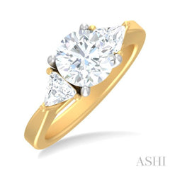 1/2 ctw Circualar Shape Trillion and Round Cut Diamond Semi Mount Engagement Ring in 14K Yellow and White Gold