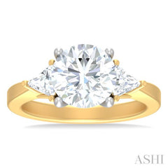 1/2 ctw Circualar Shape Trillion and Round Cut Diamond Semi Mount Engagement Ring in 14K Yellow and White Gold