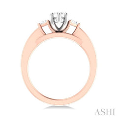 1/4 ctw Marquise Shape Trillion and Round Cut Diamond Semi Mount Engagement Ring in 14K Rose and White Gold