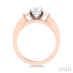 1/4 ctw Pear Shape Trillion Cut & Round Cut Diamond Semi Mount Engagement Ring in 14K Rose and White Gold