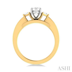 1/4 ctw Marquise Shape Trillion and Round Cut Diamond Semi Mount Engagement Ring in 14K Yellow and White Gold