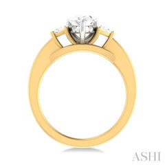 1/4 ctw Pear Shape Trillion Cut & Round Cut Diamond Semi Mount Engagement Ring in 14K Yellow and White Gold
