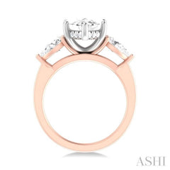 1 ctw Tri-Mount Marquise Shape Center Pear and Round Cut Diamond Semi Mount Engagement Ring in 14K Rose and White Gold