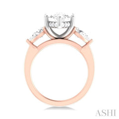 1 ctw Tri-Mount Marquise Shape Center Pear and Round Cut Diamond Semi Mount Engagement Ring in 14K Rose and White Gold