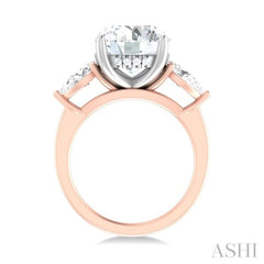 1 ctw Tri-Mount Circular Shape Center Pear and Round Cut Diamond Semi Mount Engagement Ring in 14K Rose and White Gold