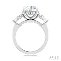 1 ctw Tri-Mount Circular Shape Center Pear and Round Cut Diamond Semi Mount Engagement Ring in 14K White Gold