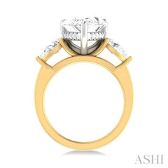 1 ctw Tri-Mount Centerpiece Pear and Round Cut Diamond Semi Mount Engagement Ring in 14K Yellow and White Gold