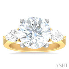 1 ctw Tri-Mount Circular Shape Center Pear and Round Cut Diamond Semi Mount Engagement Ring in 14K Yellow and White Gold