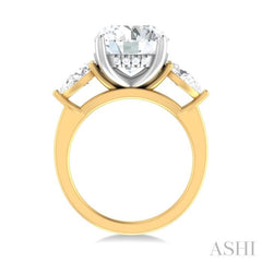 1 ctw Tri-Mount Circular Shape Center Pear and Round Cut Diamond Semi Mount Engagement Ring in 14K Yellow and White Gold