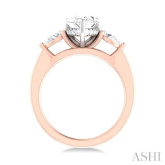 1/2 ctw Tri-Mount Centerpiece Pear and Round Cut Diamond Semi Mount Engagement Ring in 14K Rose and White Gold
