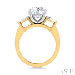 1/2 ctw Tri-Mount Circular Shape Center Pear and Round Cut Diamond Semi Mount Engagement Ring in 14K Yellow and White Gold