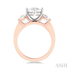 1 ctw Tri-Mount Marquise Shape Center Round Cut Diamond Semi Mount Engagement Ring in 14K Rose and White Gold