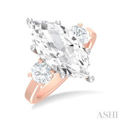 1 ctw Tri-Mount Marquise Shape Center Round Cut Diamond Semi Mount Engagement Ring in 14K Rose and White Gold