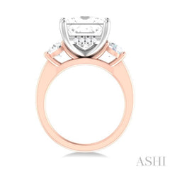 1 ctw Tri-Mount Princess Shape Round Cut Diamond Semi Mount Engagement Ring in 14K Rose and White Gold