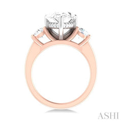 1 ctw Tri-Mount Pear Shape Round Cut Diamond Semi Mount Engagement Ring in 14K Rose and White Gold