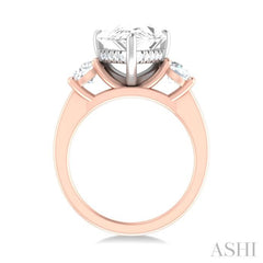 1 ctw Tri-Mount Pear Shape Round Cut Diamond Semi Mount Engagement Ring in 14K Rose and White Gold