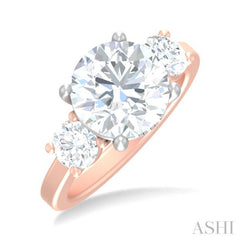 1 ctw Tri-Mount Past, Present and Future Round Cut Diamond Semi Mount Engagement Ring in 14K Rose and White Gold