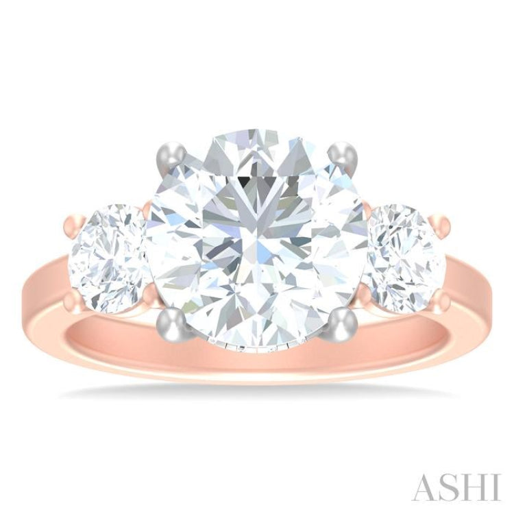 1 ctw Tri-Mount Past, Present and Future Round Cut Diamond Semi Mount Engagement Ring in 14K Rose and White Gold