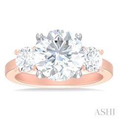 1 ctw Tri-Mount Past, Present and Future Round Cut Diamond Semi Mount Engagement Ring in 14K Rose and White Gold