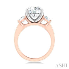 1 ctw Tri-Mount Past, Present and Future Round Cut Diamond Semi Mount Engagement Ring in 14K Rose and White Gold