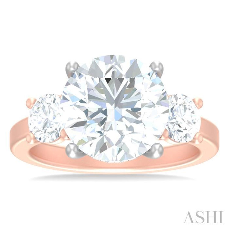 1 ctw Tri-Mount Past, Present and Future Round Cut Diamond Semi Mount Engagement Ring in 14K Rose and White Gold