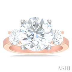 1 ctw Tri-Mount Past, Present and Future Round Cut Diamond Semi Mount Engagement Ring in 14K Rose and White Gold