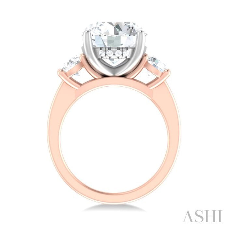 1 ctw Tri-Mount Past, Present and Future Round Cut Diamond Semi Mount Engagement Ring in 14K Rose and White Gold